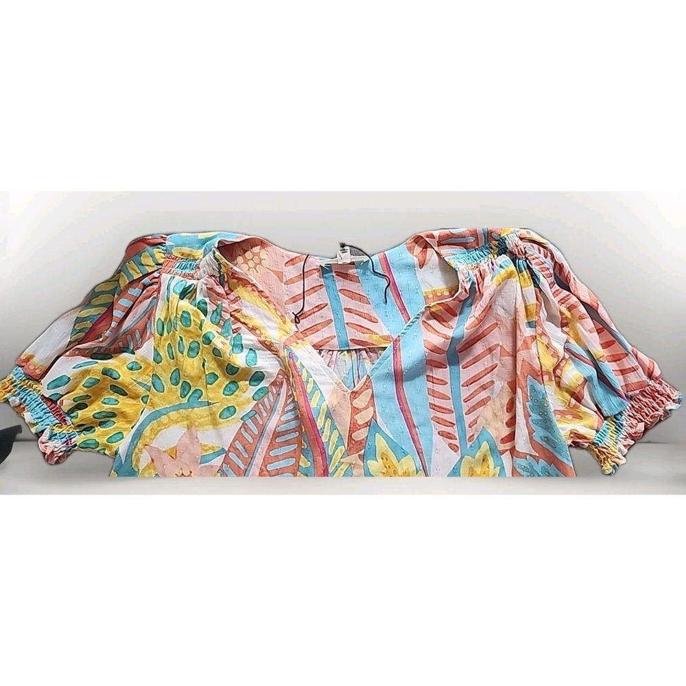 Christian Siriano Top Blouse Womens Small Floral Tropical V Neck Hawaian NWT - Picture 6 of 8